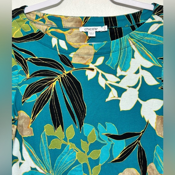 Chicos Tropical Bateau Pima Cotton Tee Shirt - Picture 6 of 13
